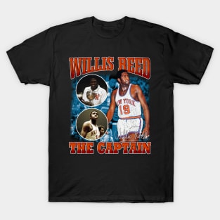 Willis Reed The Captain Basketball Legend Signature Vintage Retro 80s 90s Bootleg Rap Style T-Shirt